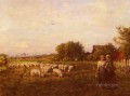 La Bergere Landschaft Realist Jules Breton Schaf